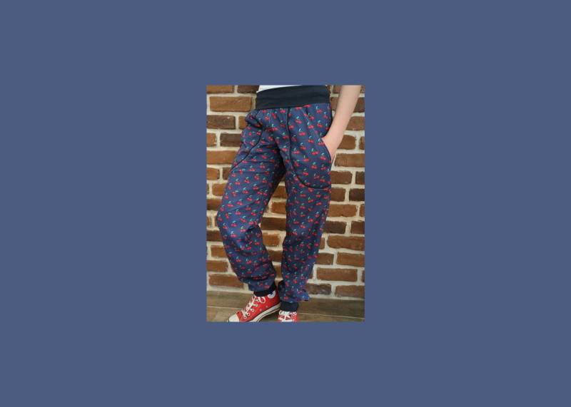 Schniesel Pumphose Mit Kirschen Für Damen "Cherlin Baumwollpumphose " Blau Rote Hose Kirschprint von Schniesel