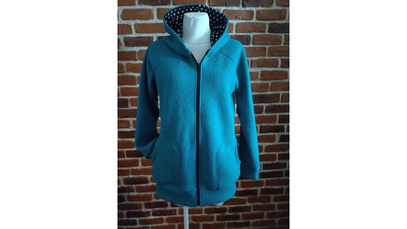 Walkjacke Für Damen "Schniesel.petrol Blau Walkjacke" Mit Zipfelkapuze Oder Rund Gr. 34-46 Wollwalk Jacke Petrolblau von Schniesel