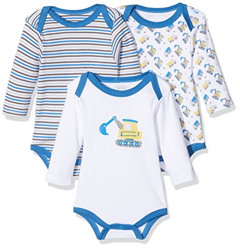 Schnizler Unisex Baby Body 1/1-Arm 3er Pack Bagger 809303, 900 - Blau, 50-56 von Schnizler