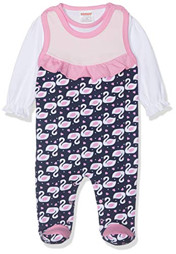 Schnizler Baby - Mädchen Strampler-set Interlock 2-teilig Schwäne 813191, 11 - Marine, 68 von Playshoes