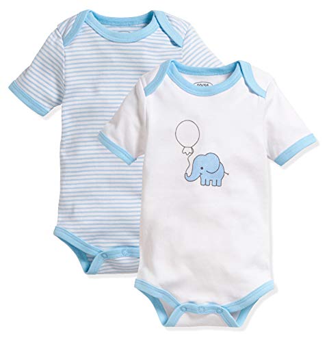 Playshoes Baby-Body Unisex Kinder,bleu 1/4-Arm 2er Pack Elefant,50-56 von Playshoes