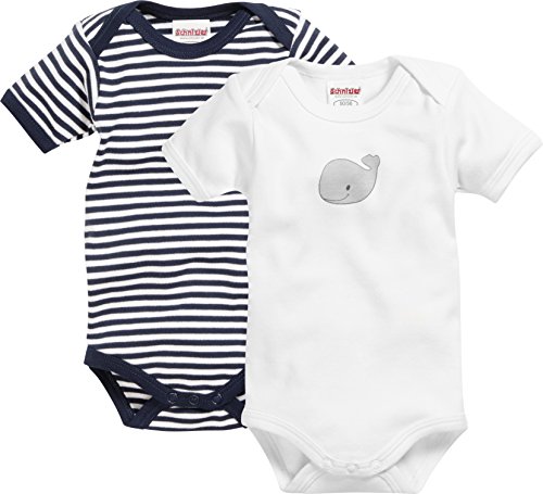 Playshoes Unisex Kleinkind Body Multipack Baby-Body, marine/weiß 1/4-Arm 2er Pack Wal, 50-56 von Playshoes