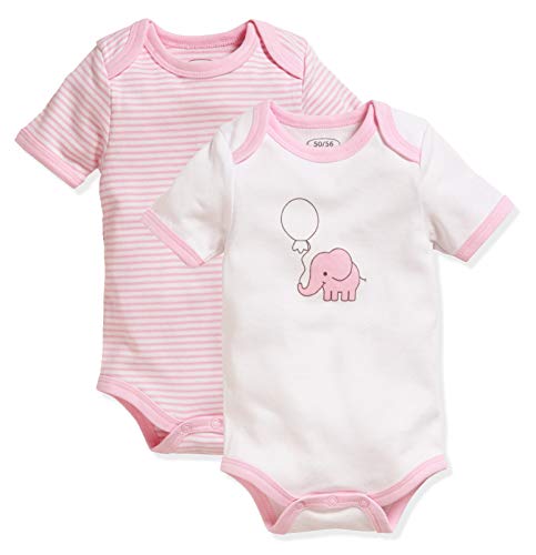 Playshoes Unisex Kinder Kleinkind Multipack Baby-Body, rosa 1/4-Arm 2er Pack Elefant, 62/68 von Playshoes