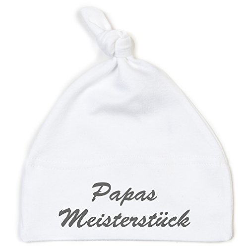 Schnoschi Babymütze in Weiss mit Papas Meisterstück hochwertig Bestickt/gestickt von Schnoschi