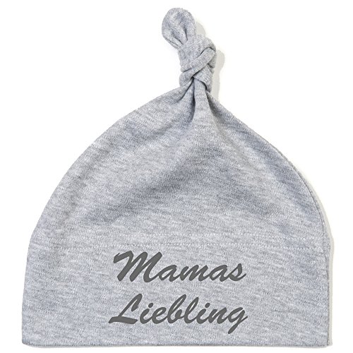 Schnoschi Babymütze in grau mit Mamas Liebling hochwertig Bestickt/gestickt von Schnoschi