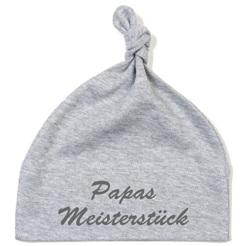 Schnoschi Babymütze in grau mit Papas Meisterstück hochwertig Bestickt/gestickt von Schnoschi