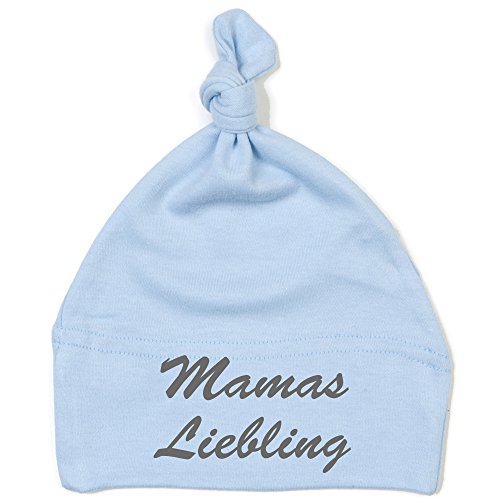 Schnoschi Babymütze in hellblau mit Mamas Liebling hochwertig Bestickt/gestickt von Schnoschi