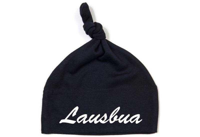 Schnoschi Erstlingsmütze Babymütze mit Knoten und mit Lausbua hochwertig bestickt / gestickt Stickerei mit Lausbua von Schnoschi