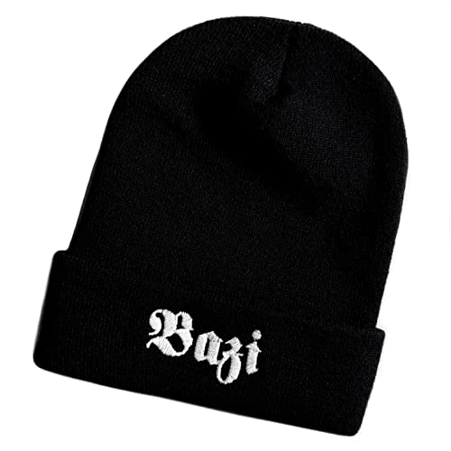 Schnoschi Schwarze Mütze/Strickmütze mit Bazi Spruch Bestickt für Damen, Herren, Jugendliche und Kinder, Beanie Wollmütze Hip Hop Wintermütze Rollmütze Streetwear Unisex OneSize von Schnoschi