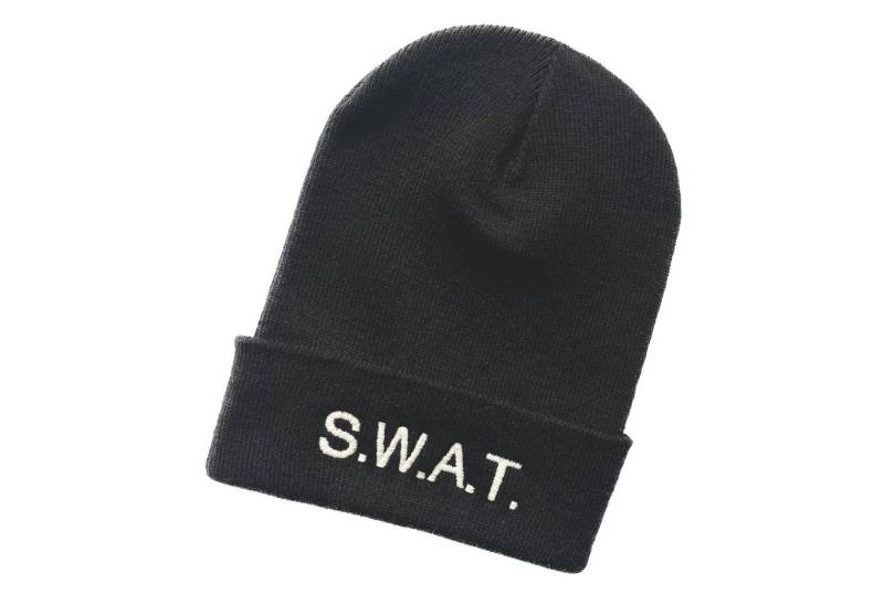 Schnoschi Strickmütze Strickmütze mit breiten Umschlag (Beanie Mütze) mit SWAT bestickt mit Umschlag von Schnoschi
