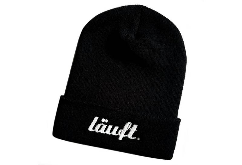 Schnoschi Strickmütze Wintermütze läuft (Beanie Mütze) bestickt Spruch Streetwear Unisex mit breitem Umschlag von Schnoschi