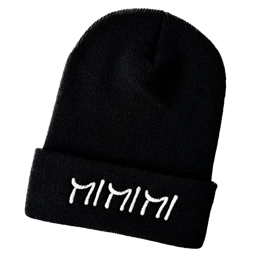Schnoschi dunkelgraue Mütze/Strickmütze mit Mi Mi Mi Spruch Bestickt für Damen, Herren, Jugendliche und Kinder, Beanie Wollmütze Hip Hop Wintermütze Rollmütze Streetwear Unisex OneSize von Schnoschi