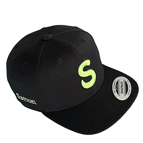 Schnoschi schwarzes Kindercap mit 3D Buchstaben und Namen Bestickt Kinder Cap Snapback 45-54 cm Umfang von Schnoschi