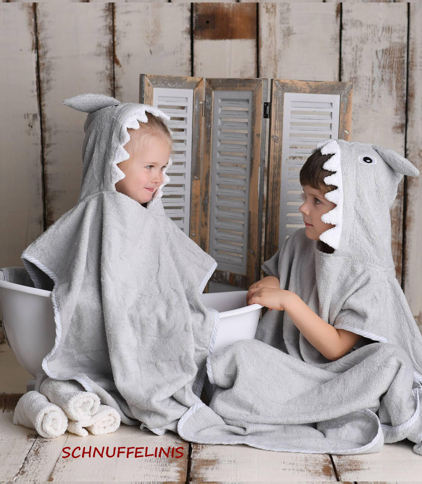 Kinder Badetuch Hai, Hai Bade Poncho, Bademantel Baby Eule, Badeponcho Geschenk Kinder, Lustige Badetücher Schwimmbad Freibad Geeignet von Schnuffelinis