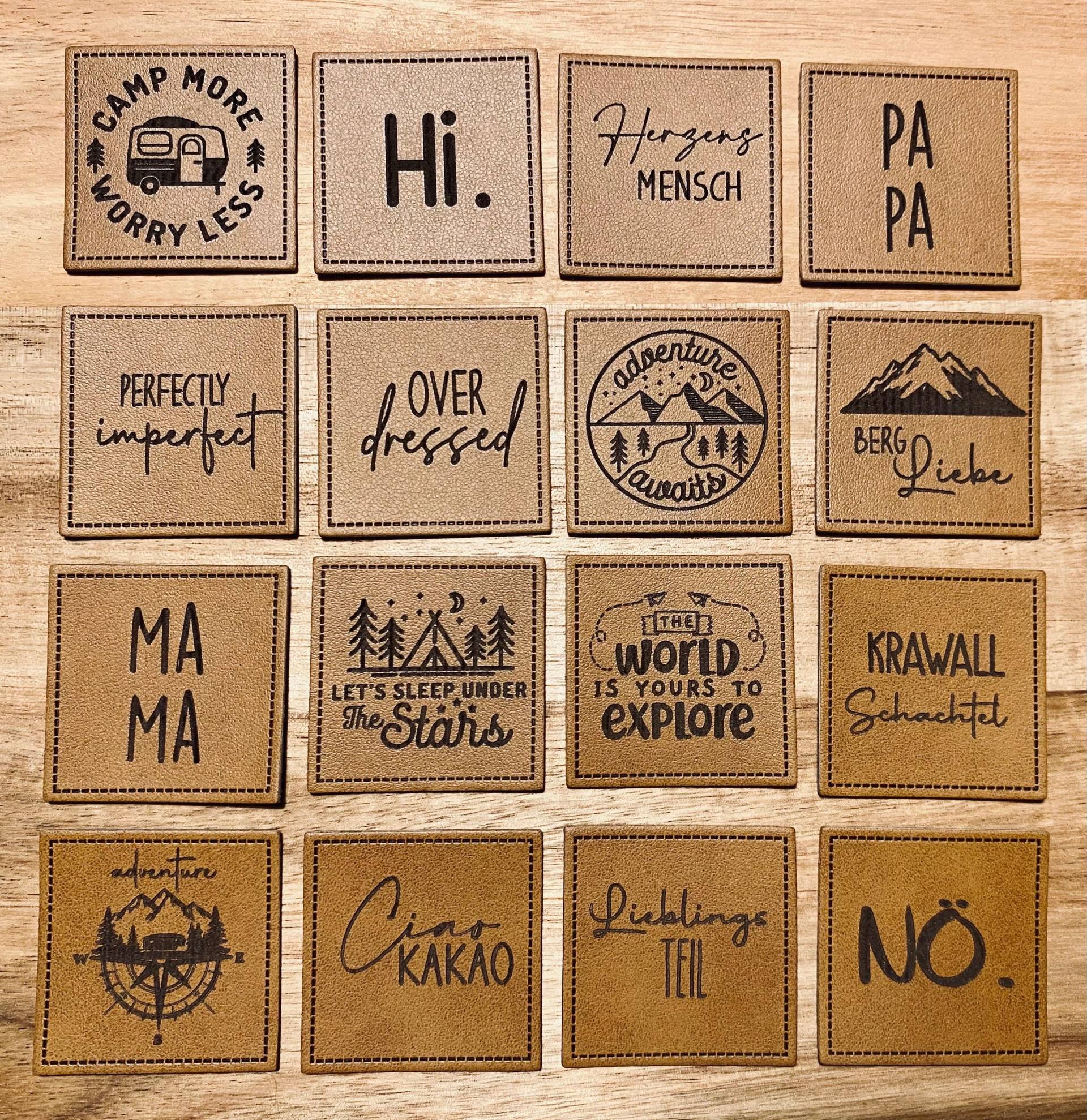 Kunstleder Patches, Aufnäher, Lederlabels #lederlabels #labels #handmade #schnullitraum #patches #aufnäher #beanies #kunstlederlabel #patch von SchnulliTraumSR