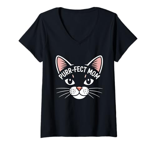Damen Purr-fect mama pelze mama süße Katzenliebhaber Tiergeschenk T-Shirt mit V-Ausschnitt Damen Purr-fect mama pelze mama süße Katzenliebhaber Tiergeschenk T-Shirt mit V-Ausschnitt von Schnurrige Mutter Mama süße Katzenliebhaber