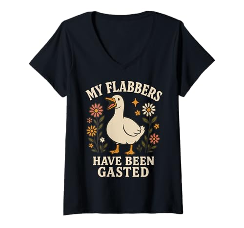 Damen My Flabbers Have Been Gasted T-Shirt mit V-Ausschnitt Damen My Flabbers Have Been Gasted T-Shirt mit V-Ausschnitt von Schockiert Überrascht Verblüfft Lustig Sprachlos