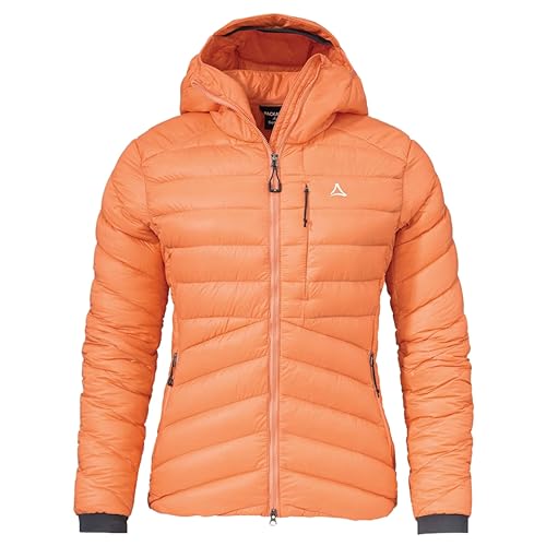 Schöffel W Down Jacket Tschierval Orange - Daunen Leichte wasserabweisende Damen Pertex Quantum Daunenjacke, Größe 40 - von Schöffel