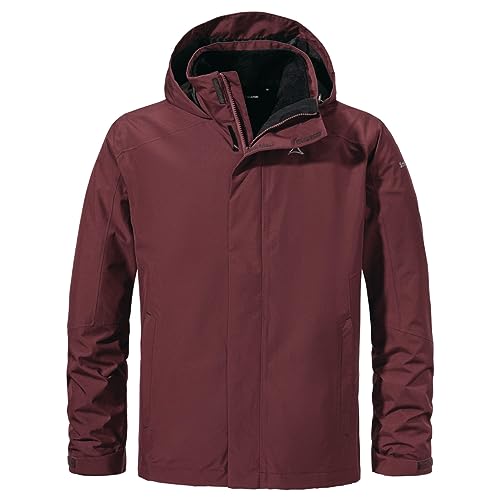 Schöffel M 3in1 Jacket Partinello Rot - Wasserdichte wärmende Herren Trekkingjacke, Größe 48 - Farbe Dark Burgundy von Schöffel