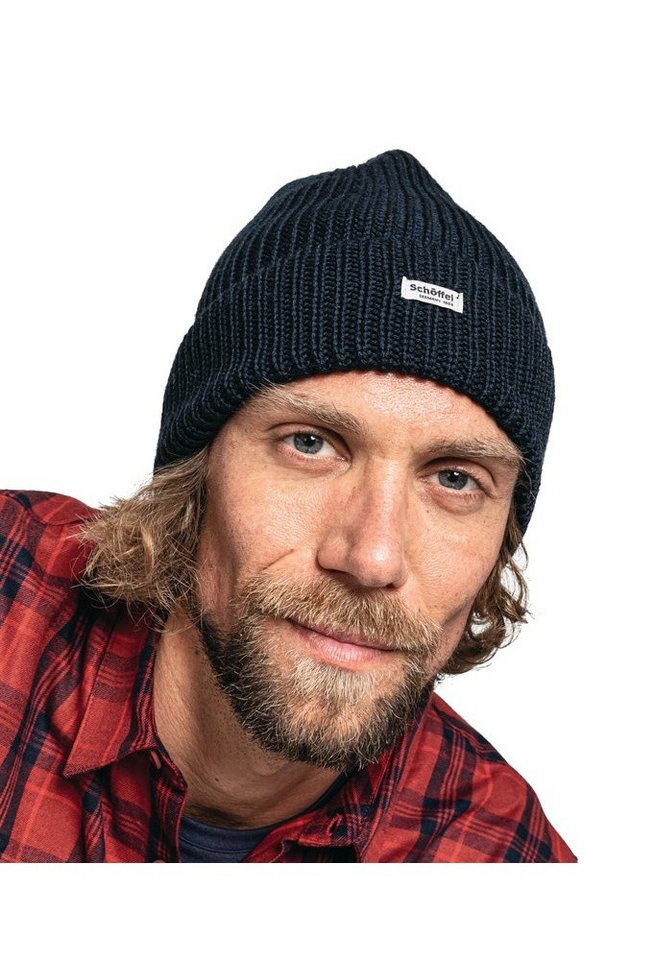 Schöffel Strickmütze Oxley Knitted Hat (Rippenstruktur, Umschlag) navyblau - 1 Stück von Schöffel