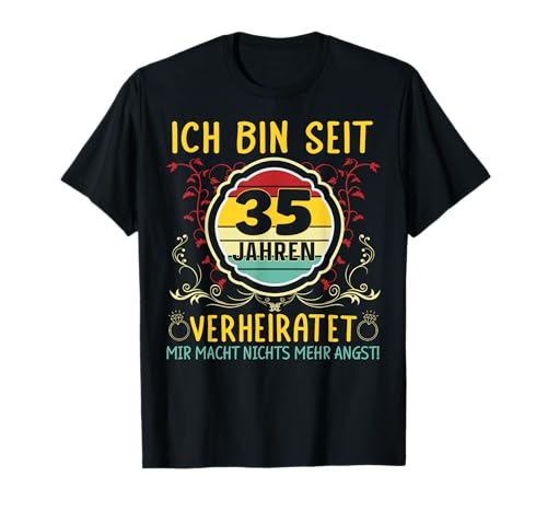 Schöne Geschenke zur Leinenhochzeit 35 Jahre Verheiratet Hochzeitstag T-Shirt - Damen, Herren - Schwarz - Klein - Kurzarm - Klassische Passform - V-Ausschnitt - Sommer - 1 Count von Schöne Geschenke zur Leinenhochzeit