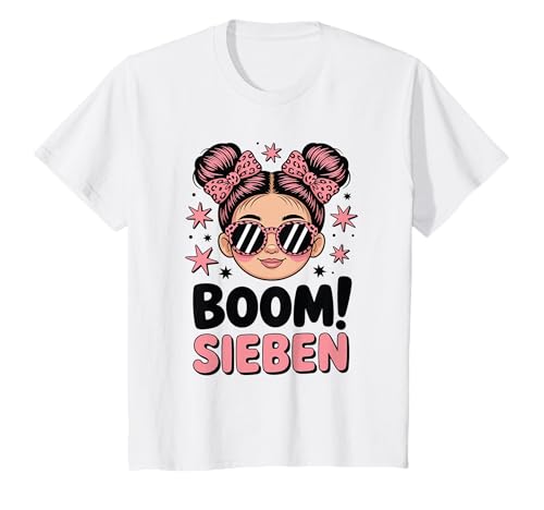Mädchen 7. Geburtstag Messy Bun Boom Sieben T-Shirt Mädchen 7. Geburtstag Messy Bun Boom Sieben T-Shirt von Schöne Mädchen Geschenkideen zum Geburtstag