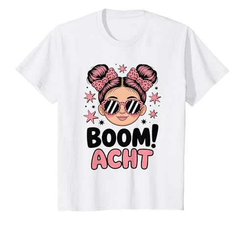 Mädchen 8. Geburtstag Messy Bun Boom Acht T-Shirt Mädchen 8. Geburtstag Messy Bun Boom Acht T-Shirt von Schöne Mädchen Geschenkideen zum Geburtstag