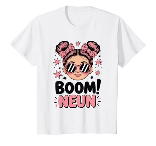 Mädchen 9. Geburtstag Messy Bun Boom Neun T-Shirt Mädchen 9. Geburtstag Messy Bun Boom Neun T-Shirt von Schöne Mädchen Geschenkideen zum Geburtstag