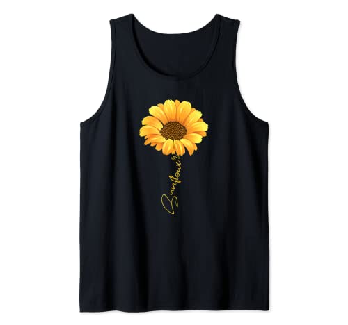 Schöne Sonnenblume mit Schrift Sunflower Shirt für Damen Tank Top von Schöne Witzige Sonnen Blumen Sonnenblumen Kunst