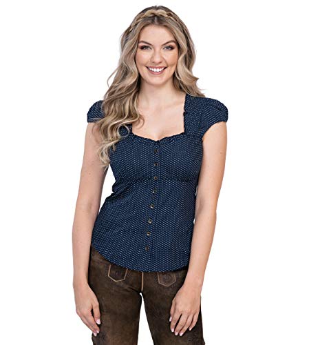 Damen Trachtenbluse - Schöneberger Trachten taillierter und eleganter Schnitt Trachten Bluse Alpmühl (32, Blau/Weiss) von Schöneberger Trachten Couture