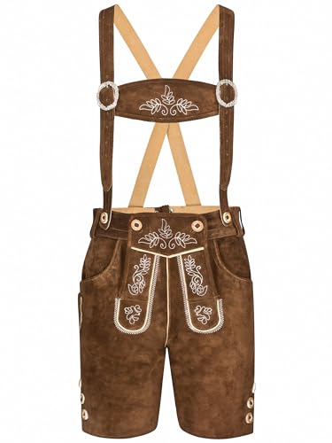 Herren Feldberg Lederhose kurz Trachtenlederhose Trachtenhose Männer kurz (56, mittelbraun) von Schöneberger Trachten Couture