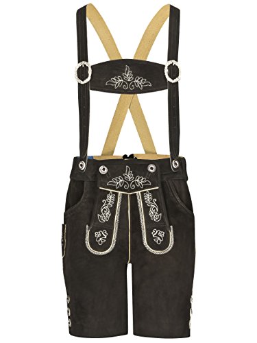 Herren Feldberg Schöneberger Trachten Lederhose kurz - Hosenträger Lederhosen Trachtenlederhose (50, Dunkelbraun) von Schöneberger Trachten Couture