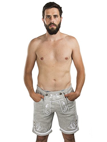 Herren Jogging Lederhose - Jogginghose Bestickt - Trachtenhose - Trachtenjogginghose Adam (XXL, grau) von Schöneberger Trachten Couture