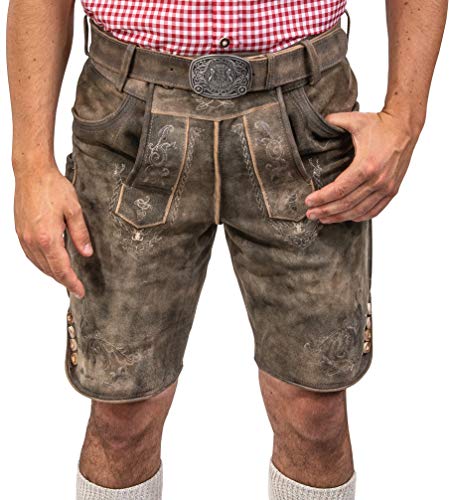 Herren Lederhose Jakob aus der Meisterstück Serie von Schöneberger Trachten - Trachtenlederhose inkl. Gürtel Jakob (48, Braun) von Schöneberger Trachten Couture