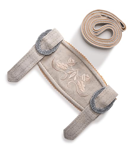 Hosenträger Klassik - Echtleder H-Träger Lederhosen Hosenträger - Trachten-Hosenträger div. Farben (Grau-Antik, 58/60) von Schöneberger Trachten Couture