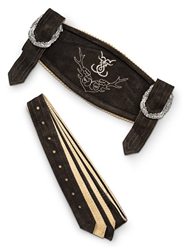 Hosenträger Klassik - Echtleder H-Träger Lederhosen Hosesnträger div. Farben (58/60, Dunkelbraun) von Schöneberger Trachten Couture