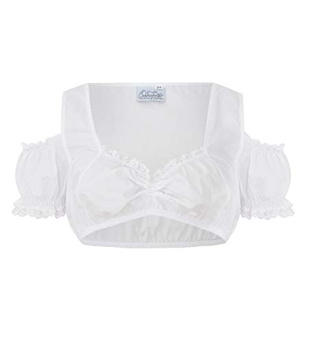 Klassische Dirndlbluse Karin schulterfrei mit Trägern Wiesn Bayen Damen Dirndl Bluse mit Spitze weiß Karin (34) von Schöneberger Trachten Couture