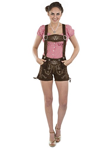 Lederhose Almglück kurz Schöneberger Trachten Damen Almglück kurz - Hotpants Trachtenlederhose Dirndl Alternative braun (36, braun) von Schöneberger Trachten Couture