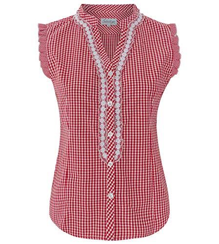 Damen Trachtenbluse Mira - taillierter und eleganter Schnitt, Trachten Bluse Mira (32, Rot/Weiss) von Schöneberger Trachten Couture