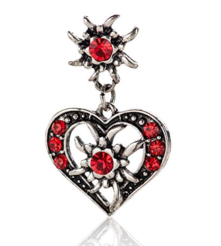 Trachten Ohrringe mit elegantem Alpenherz Anhänger Dirndl schmuck (Rot) von Schöneberger Trachten Couture