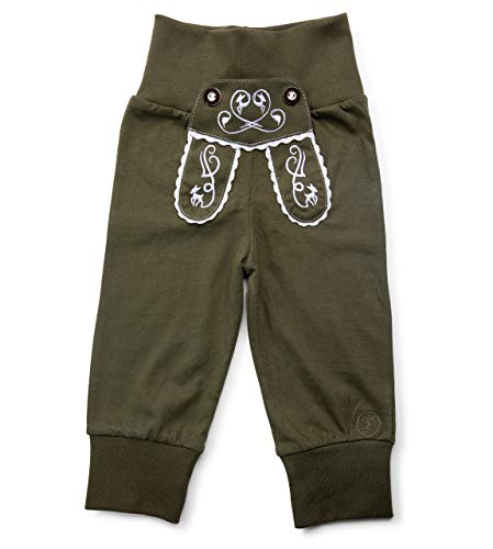 Schöneberger Trachten Couture Baby Stoffhose im Lederhosen Design – Babyhose mit elastischem Bund – Mädchen Pumphose Kinderhose REH (110/116, Grün) von Schöneberger Trachten Couture