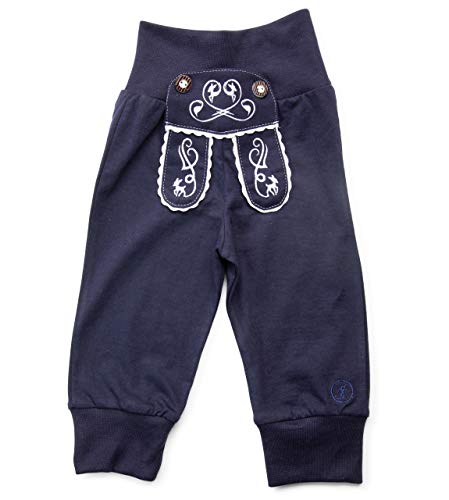 Schöneberger Trachten Couture Baby Stoffhose im Lederhosen Design – Babyhose mit elastischem Bund – Mädchen Pumphose Kinderhose REH (50/56, Dunkelblau) von Schöneberger Trachten Couture