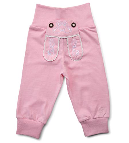 Schöneberger Trachten Couture Baby Stoffhose im Lederhosen Design – Babyhose mit elastischem Bund – Mädchen Pumphose Kinderhose REH (62/68, Rosa) von Schöneberger Trachten Couture