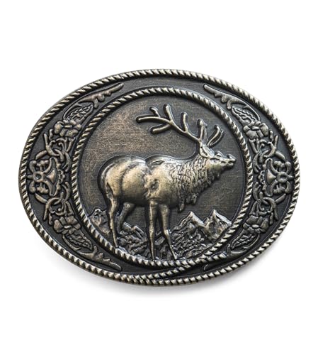 Schöneberger Trachten Couture Gürtelschnalle Hirsch, Bayern & Wappen, Wechselschließe für 40mm Gürtel - Buckle, Schnalle für Trachtengürtel (Hirsch/Messing-Antik) von Schöneberger Trachten Couture