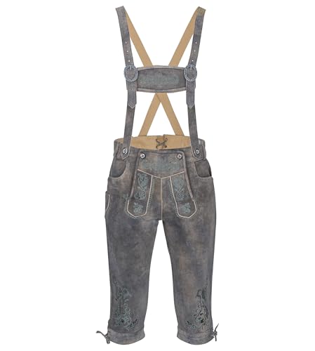 Schöneberger Trachten Couture Herren Kniebund Lederhose mit Hosenträgern - Original antik bayerische Trachtenhose für das Oktoberfest aus Nubukleder Wallis (52) von Schöneberger Trachten Couture