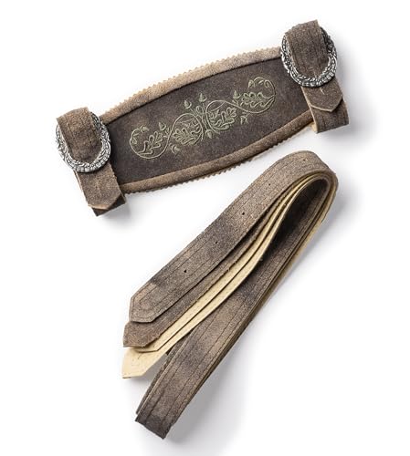 Schöneberger Trachten Couture Herren Lederhosen Hosenträger Klassik - Echtleder H-Träger in grau, braun, grün Antik für Oktoberfest (DE/NL/SE/PL, Numerisch, 54, 56, Regular, Regular, Braun/Grün) von Schöneberger Trachten Couture
