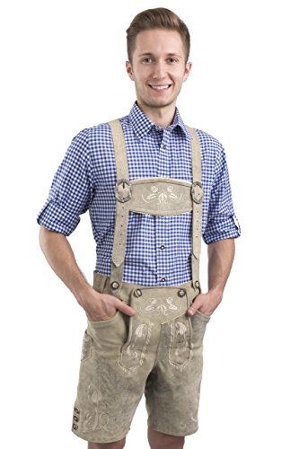 Schöneberger Trachten Couture Men's Bergkristall Bright Antique German Bavarian Lederhosen Oktoberfest Leather Trouser (42" (EU:60), Grey) von Schöneberger Trachten Couture