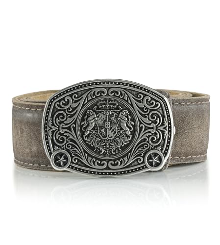 Schöneberger Trachten Couture Trachtengürtel Max aus der Meisterstück Serie - hochwertige Gürtel für Lederhose, div. Modelle und Farben (Haselbraun Wappen, 90) von Schöneberger Trachten Couture