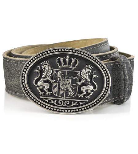 Schöneberger Trachten Couture Trachtengürtel Max aus der Meisterstück Serie - hochwertige Gürtel für Lederhose, div. Modelle und Farben (Schiefergrau Bayern, 120) von Schöneberger Trachten Couture