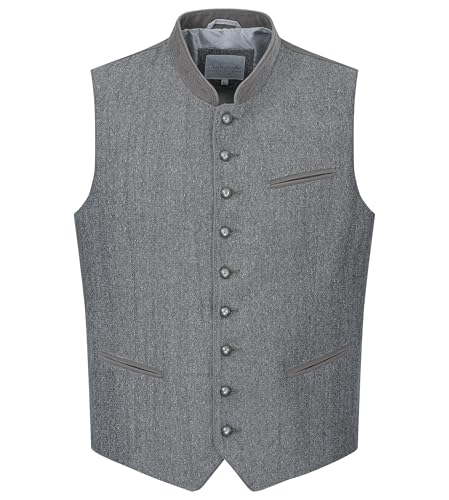 Schöneberger Trachten Couture Trachtenweste Herren – hochwertige Lodenweste grau für das Oktoberfest – Trachten Lederhosen Weste Gilet Manuel (48) von Schöneberger Trachten Couture